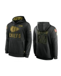 Men's Kansas City Chiefs ACTIVE PLAYER Custom 2020 Black Salute To Service Sideline Performance Pullover Hoodie