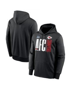 Men's Kansas City Chiefs Black 2022 AFC Champions Iconic Therma Performance Pullover Hoodie