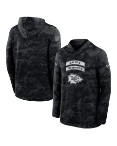 Men's Kansas City Chiefs Black 2026 Salute to Service Sideline Lightweight Dri-FIT Long Sleeve Top Hoodie