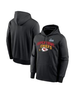 Men's Kansas City Chiefs Black Super Bowl LVII Team Logo Lockup Therma Performance Pullover Hoodie