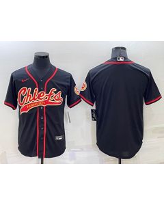 Men's Kansas City Chiefs Blank Black Cool Base Stitched Baseball Jersey