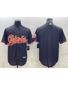 Men's Kansas City Chiefs Blank Black With Patch Cool Base Stitched Baseball Jersey