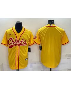 Men's Kansas City Chiefs Blank Gold With Patch Cool Base Stitched Baseball Jersey