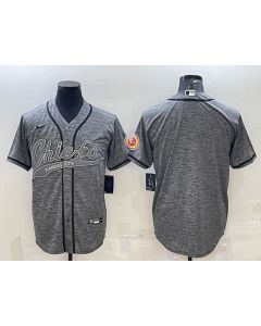 Men's Kansas City Chiefs Blank Grey With Patch Cool Base Stitched Baseball Jersey