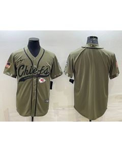 Men's Kansas City Chiefs Blank Olive Salute to Service Cool Base Stitched Baseball Jersey