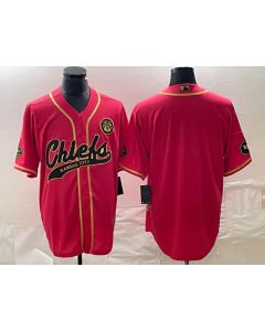 Men's Kansas City Chiefs Blank Red Gold Cool Base Stitched Baseball Jersey