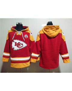 Men's Kansas City Chiefs Blank Red Lace-Up Pullover Hoodie (Red)