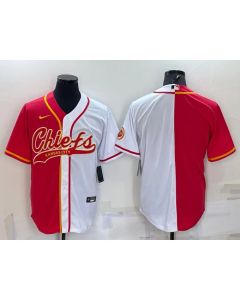 Men's Kansas City Chiefs Blank Red/White Split With Patch Cool Base Stitched Baseball Jersey