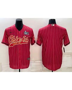 Men's Kansas City Chiefs Blank Red With Super Bowl LVII Patch Cool Base Stitched Baseball Jersey