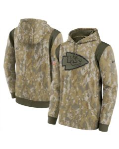 Men's Kansas City Chiefs Camo 2021 Salute To Service Therma Performance Pullover Hoodie