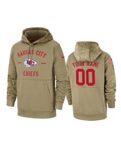 Men's Kansas City Chiefs Customized Tan 2019 Salute To Service Sideline Therma Pullover Hoodie