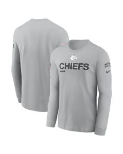 Men's Kansas City Chiefs Gray 2024 Salute To Service Long Sleeve T-Shirt (Gray)
