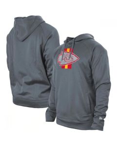 Men's Kansas City Chiefs Gray New Era Training Camp Raglan Pullover Hoodie
