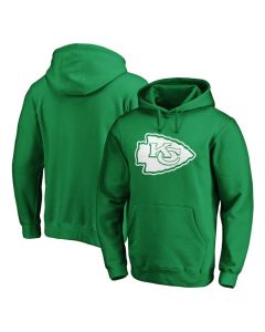 Men's Kansas City Chiefs Green St. Patrick's Day White Logo Pullover Hoodie