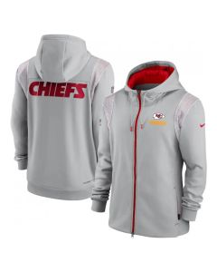 Men's Kansas City Chiefs Grey Performance Sideline Lockup Full-Zip Hoodie