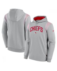 Men's Kansas City Chiefs Grey Sideline Stack Performance Pullover Hoodie 001