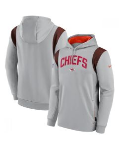 Men's Kansas City Chiefs Grey Sideline Stack Performance Pullover Hoodie 002