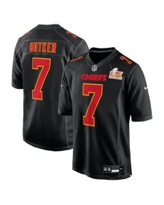Men's Kansas City Chiefs Harrison Butker Carbon Black Super Bowl LIX Fashion Game Jersey (Black)