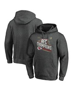 Men's Kansas City Chiefs Heather Charcoal 2019 AFC Champions Trophy Collection Locker Room Pullover Hoodie