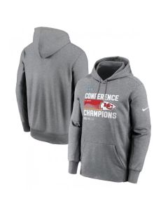 Men's Kansas City Chiefs Heather Gray 2022 AFC Champions Locker Room Trophy Collection Pullover Hoodie