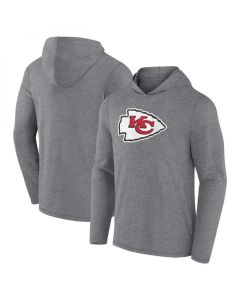 Men's Kansas City Chiefs Heather Gray Primary Logo Long Sleeve Hoodie T-Shirt