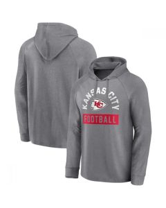 Men's Kansas City Chiefs Heathered Gray No Time Off Raglan Pullover Hoodie