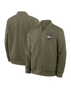 Men's Kansas City Chiefs Olive 2025 Salute to Service Sideline Full-Zip Bomber Jacket (Olive)