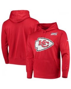 Men's Kansas City Chiefs Red 100th Season Primary Logo Circuit Performance NFL Pullover Hoodie