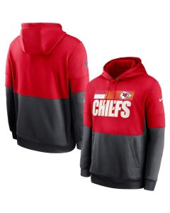 Men's Kansas City Chiefs Red/Charcoal Sideline Impact Lockup Performance Pullover Hoodie