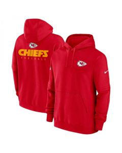 Men's Kansas City Chiefs Red Sideline Club Fleece Pullover Hoodie