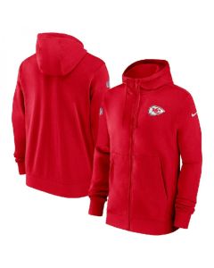 Men's Kansas City Chiefs Red Sideline Club Performance Full-Zip Hoodie