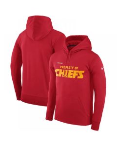 Men's Kansas City Chiefs Red Sideline Property Of Performance Pullover Hoodie