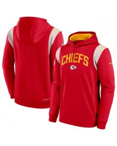 Men's Kansas City Chiefs Red Sideline Stack Performance Pullover Hoodie 001