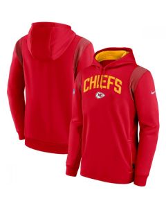 Men's Kansas City Chiefs Red Sideline Stack Performance Pullover Hoodie 002
