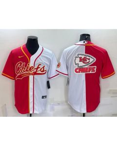 Men's Kansas City Chiefs Red/White Team Big Logo With Patch Cool Base Stitched Baseball Jersey