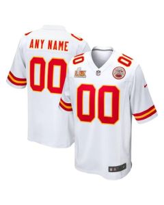 Men's Kansas City Chiefs White Super Bowl LIX Custom Game Jersey