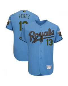 Men's Kansas City Royals #13 Salvador Perez Blue 2018 Memorial Day Flexbase Stitched MLB Jersey