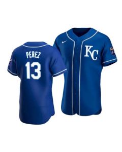 Men's Kansas City Royals #13 Salvador Perez Royal Flex Base Stitched Jersey