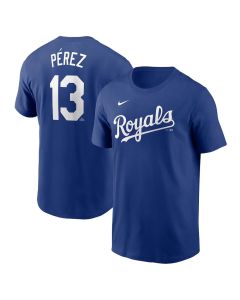 Men's Kansas City Royals #13 Salvador Perez Royal Fuse Name & Number T-Shirt