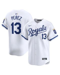 Men's Kansas City Royals #13 Salvador Perez White Home Limited Player Jersey (White)