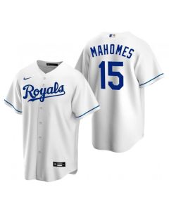 Men's Kansas City Royals #15 Patrick Mahomes White Cool Base Stitched Jersey