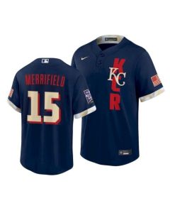Men's Kansas City Royals #15 Whit Merrifield 2021 Navy All-Star Cool Base Stitched MLB Jersey