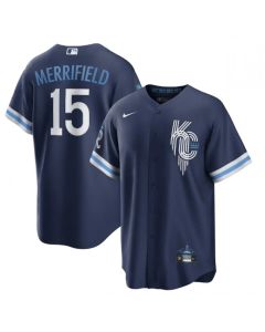 Men's Kansas City Royals #15 Whit Merrifield 2022 Navy City Connect Cool Base Stitched Jersey (Navy)
