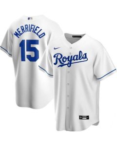 Men's Kansas City Royals #15 Whit Merrifield White Cool Base Stitched Jersey