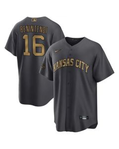 Men's Kansas City Royals #16 Andrew Benintendi 2022 All-Star Charcoal Cool Base Stitched Baseball Jersey