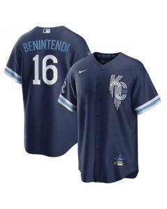 Men's Kansas City Royals #16 Andrew Benintendi 2022 Navy City Connect Cool Base Stitched Jersey