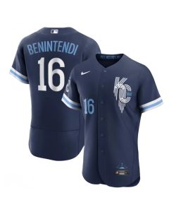 Men's Kansas City Royals #16 Andrew Benintendi 2022 Navy City Connect Flex Base Stitched MLB Jersey