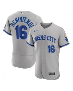 Men's Kansas City Royals #16 Andrew Benintendi Grey Flex Base Stitched Jersey