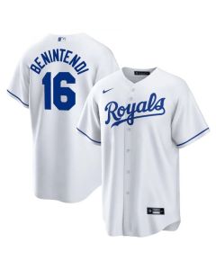 Men's Kansas City Royals #16 Andrew Benintendi White Cool Base Stitched Jersey