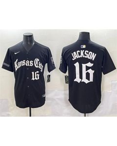 Men's Kansas City Royals #16 Bo Jackson Black "Gothic Crown Edition" Vapor Premier Limited Stitched Baseball Jersey (Black)